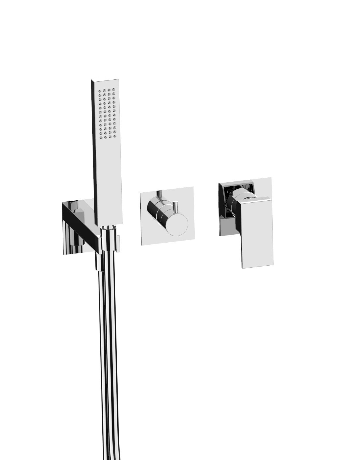 Kit finition mitigeur 3 voies, inverseur, céramique, douchette