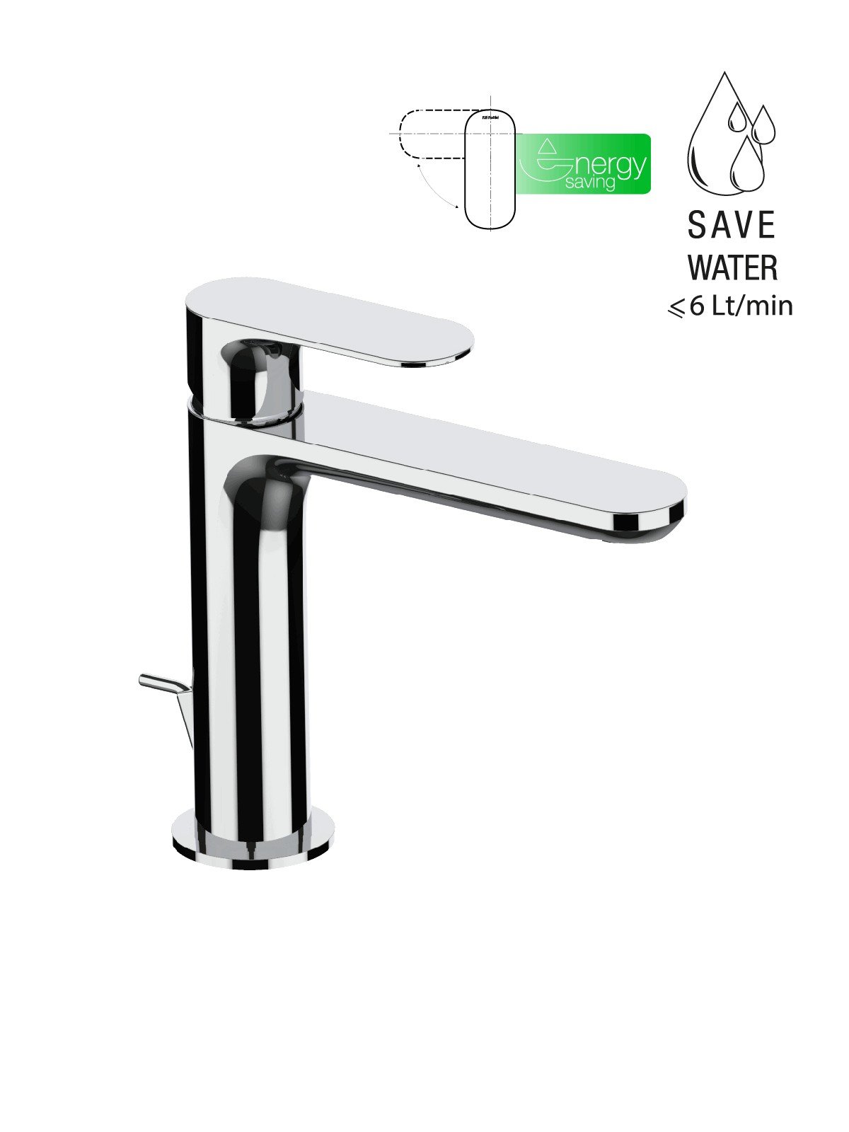 Mitigeur de lavabo avec vidage 1-1/4 energy saving